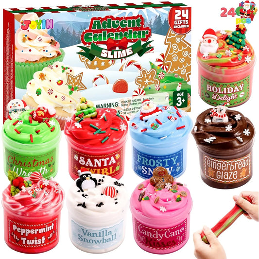 Joyfy Slime Christmas Advent Calendar Kit With Festive Dessert Accessories