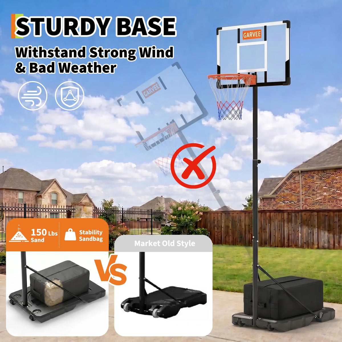 HiMISS Adjustable Portable Basketball Hoop With Backboard And Net