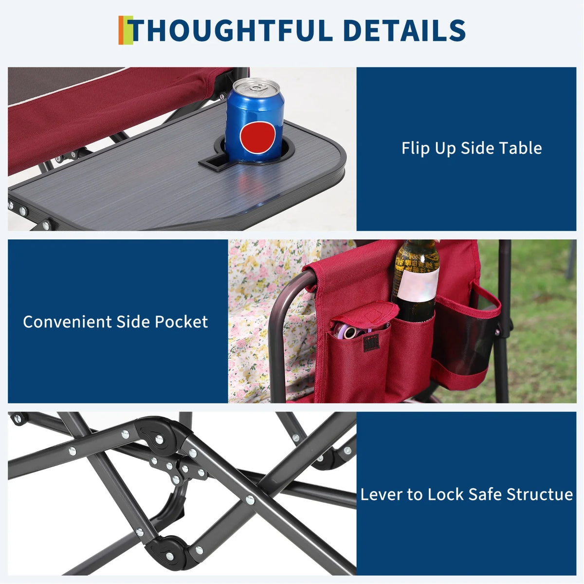 HiMISS Folding Directors Chair With Side Table And Cup Holder