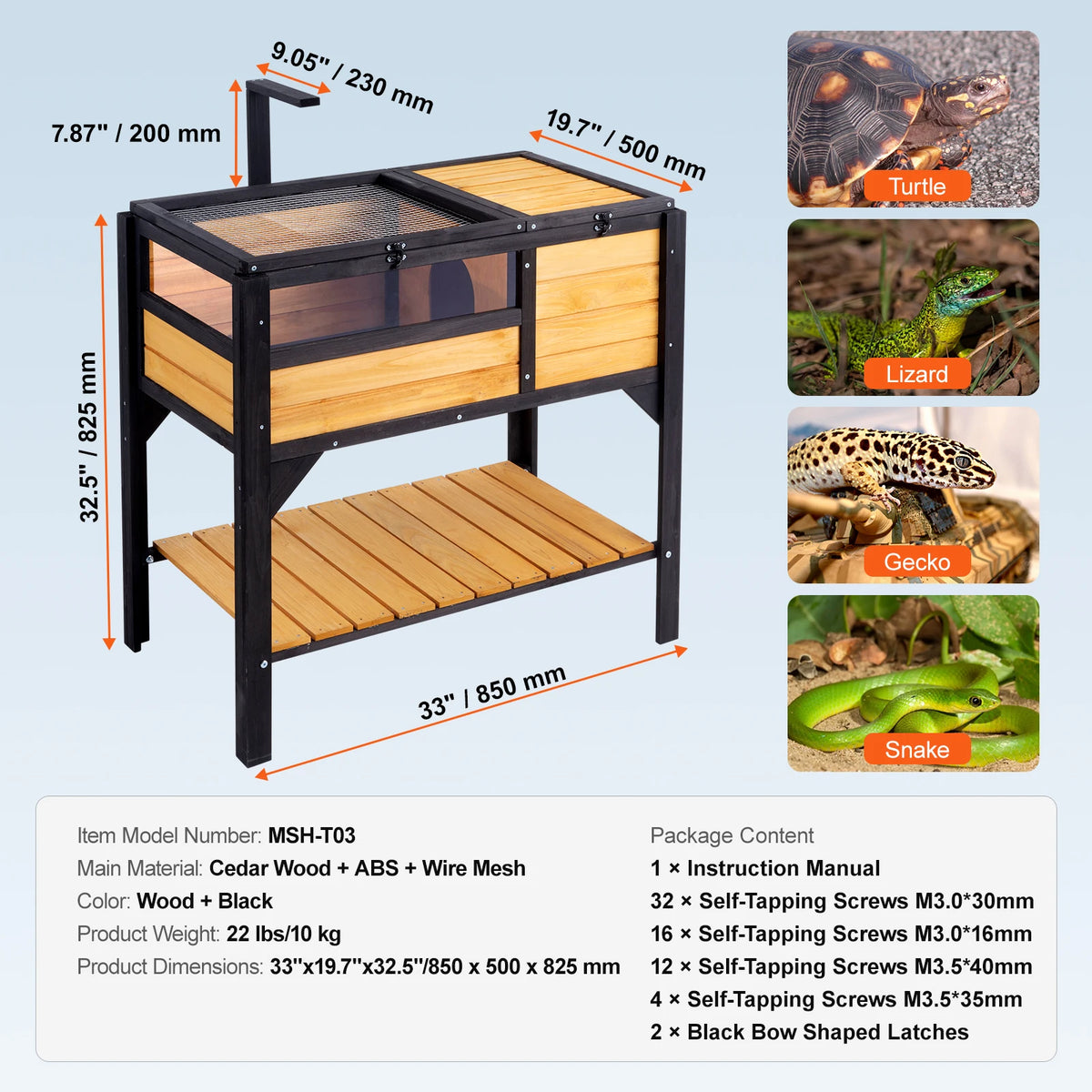 Three Room Wooden Tortoise Habitat Enclosure With Openable Top
