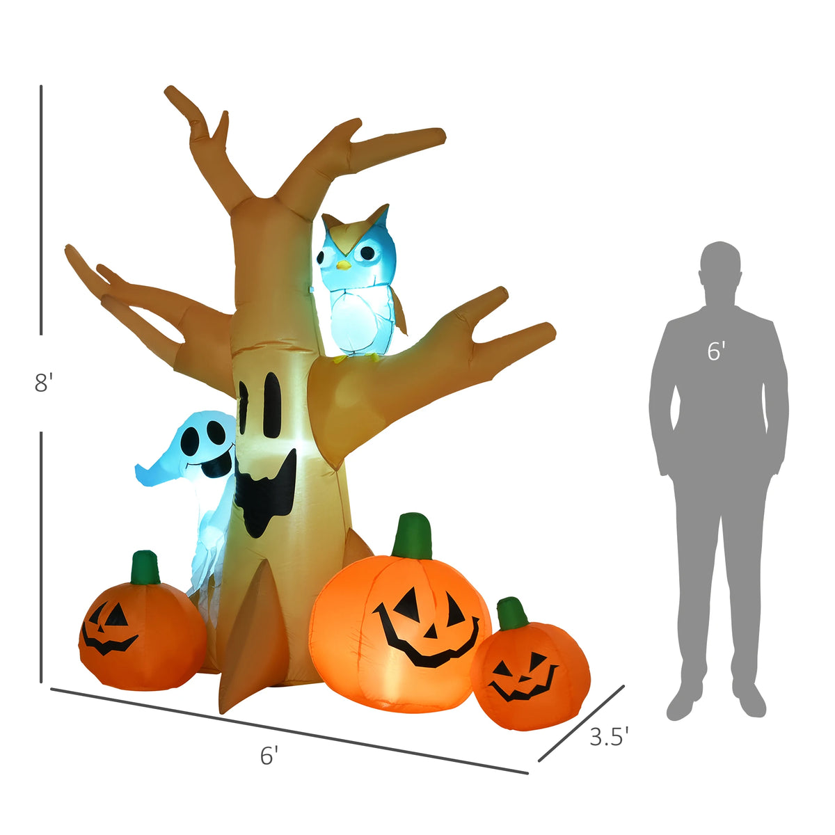 HOMCOM Inflatable Haunted Tree Halloween Outdoor Yard Decoration