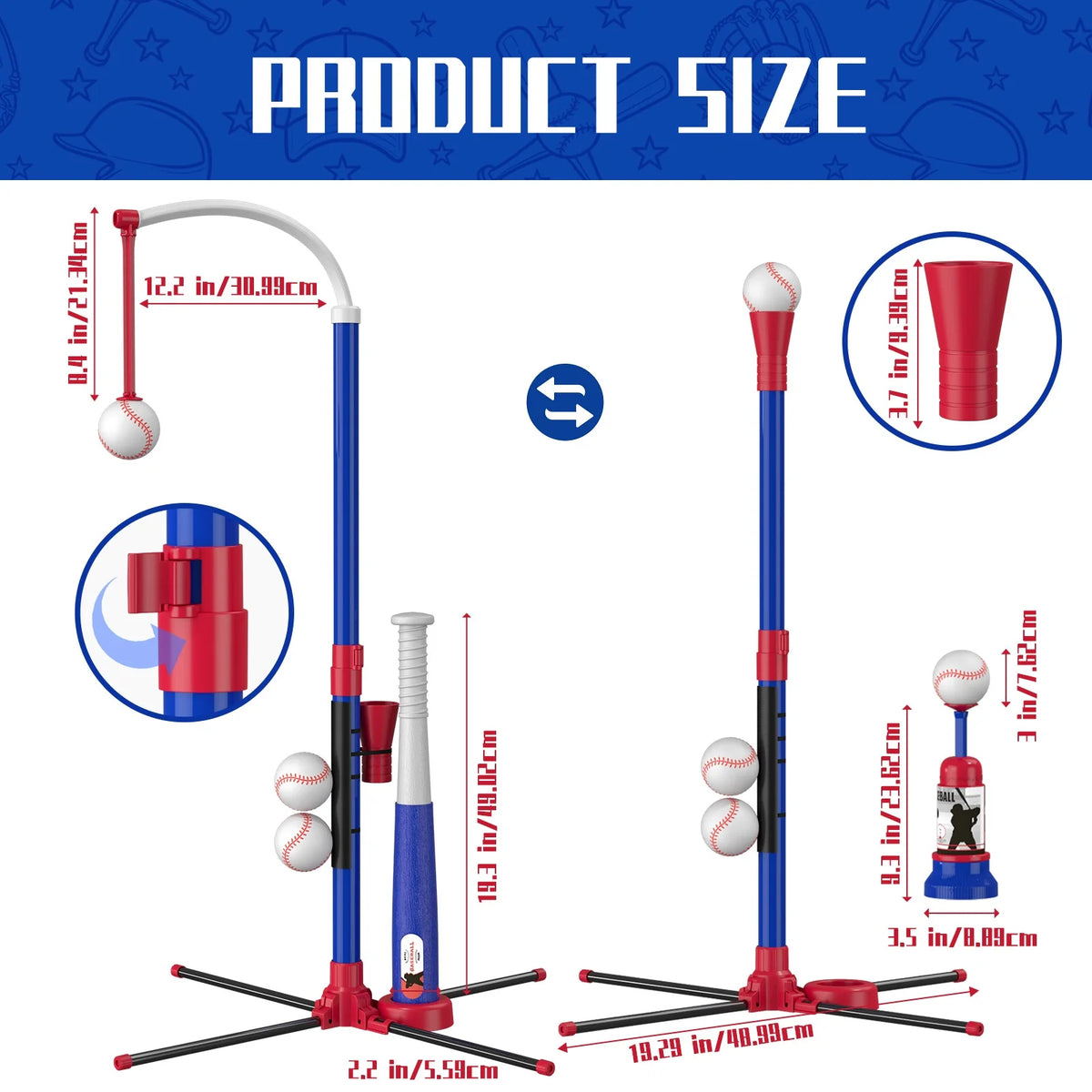 QDRAGON 3-in-1 Kids Baseball Set With Automatic Pitching Machine