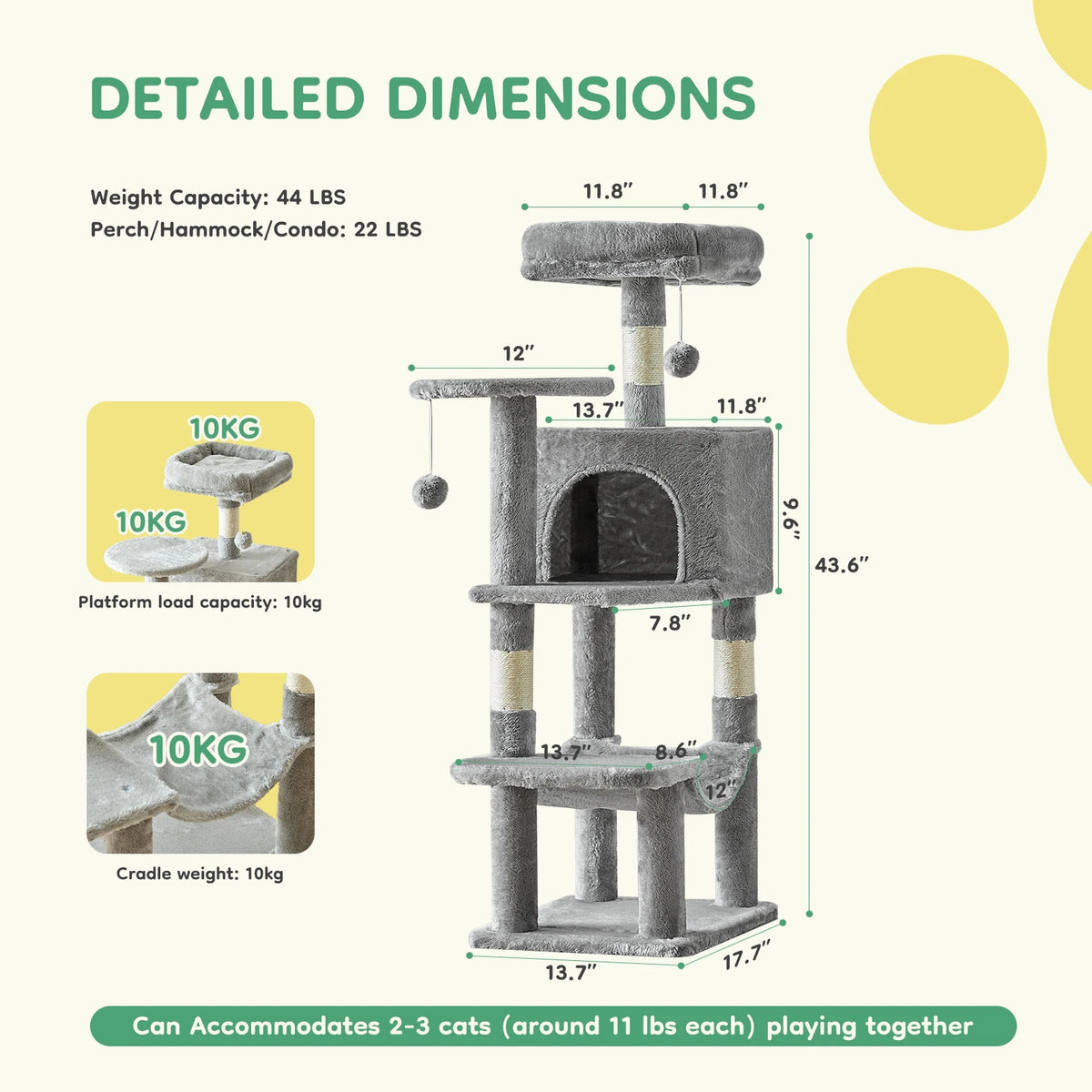 JHK Multi-Level Cat Tree With Sisal Posts And Pet House