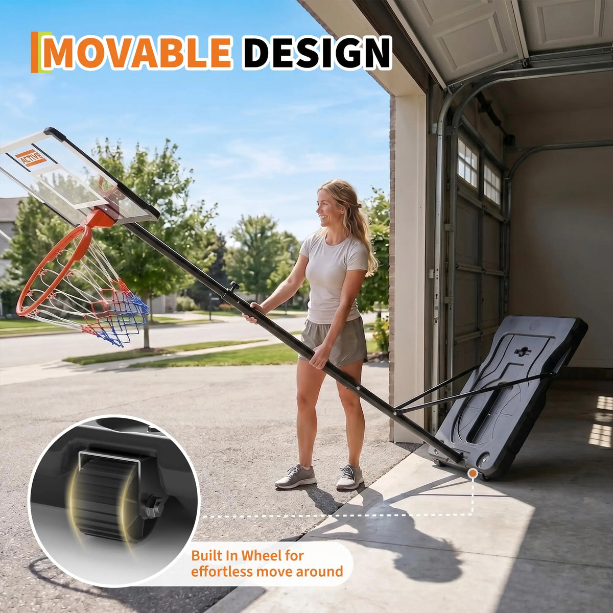 HiMISS Adjustable Portable Basketball Hoop With Backboard And Net
