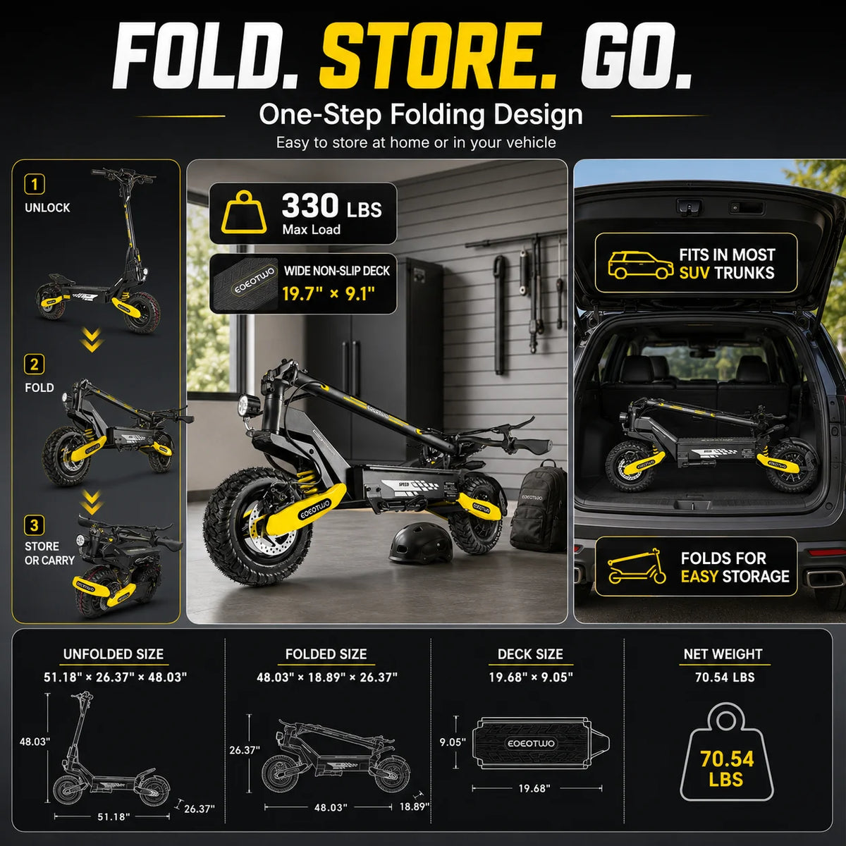 EOEOTWO Adult Off Road Electric Scooter With Foldable Design