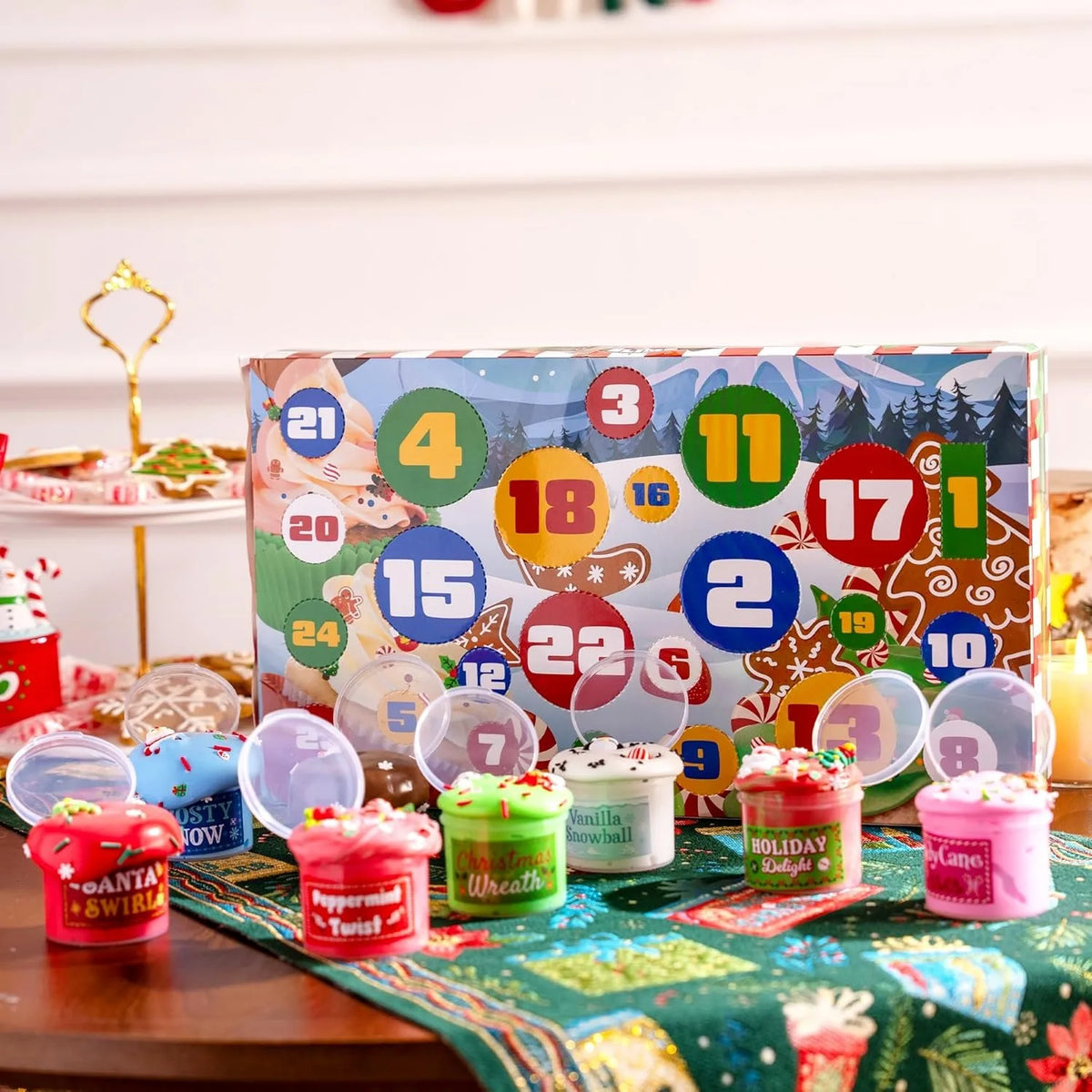 Joyfy Slime Christmas Advent Calendar Kit With Festive Dessert Accessories